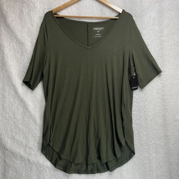 Torrid Olive Green Super Soft V-Neck Tunic 1X Plus Size Flowy Knit Top Casual - Picture 1 of 11